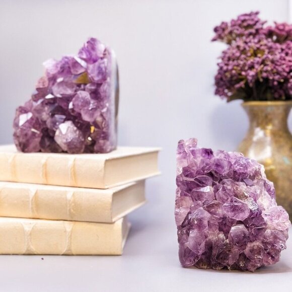 Amethyst Cluster Bookends Featuring Solid Large Gemstone Points, Purple Crystal - Picture 4 of 10